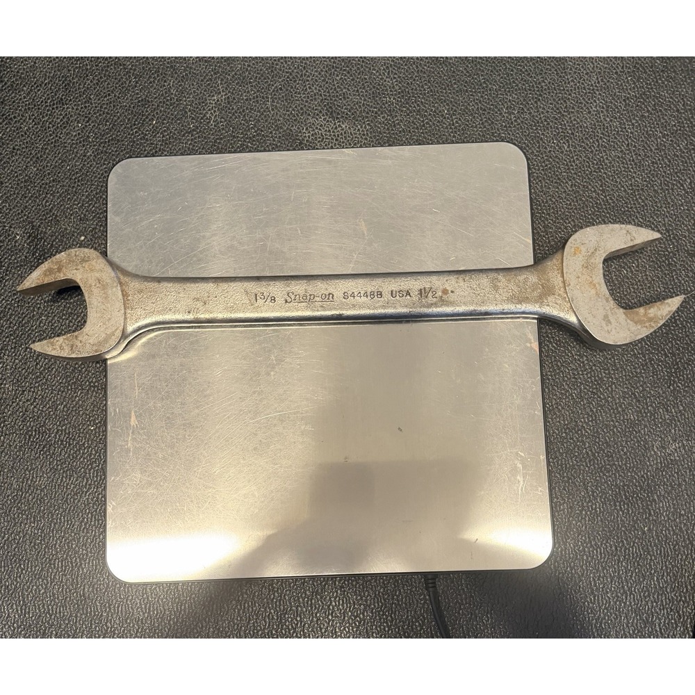 Vtg SNAP ON TOOLS  1  1/2" 1 3/8" Open End Wrench # S4448B Industrial Finish